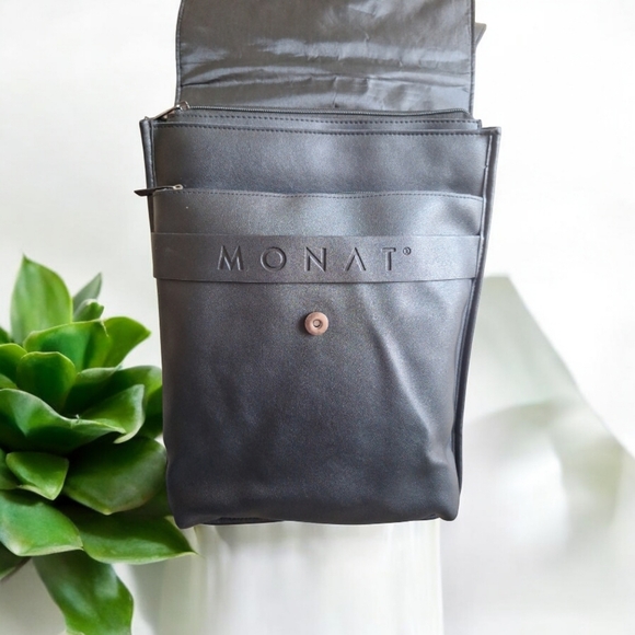Monat Faux Leather Black Backpack w/Computer Sleeve inside EUC main image 11